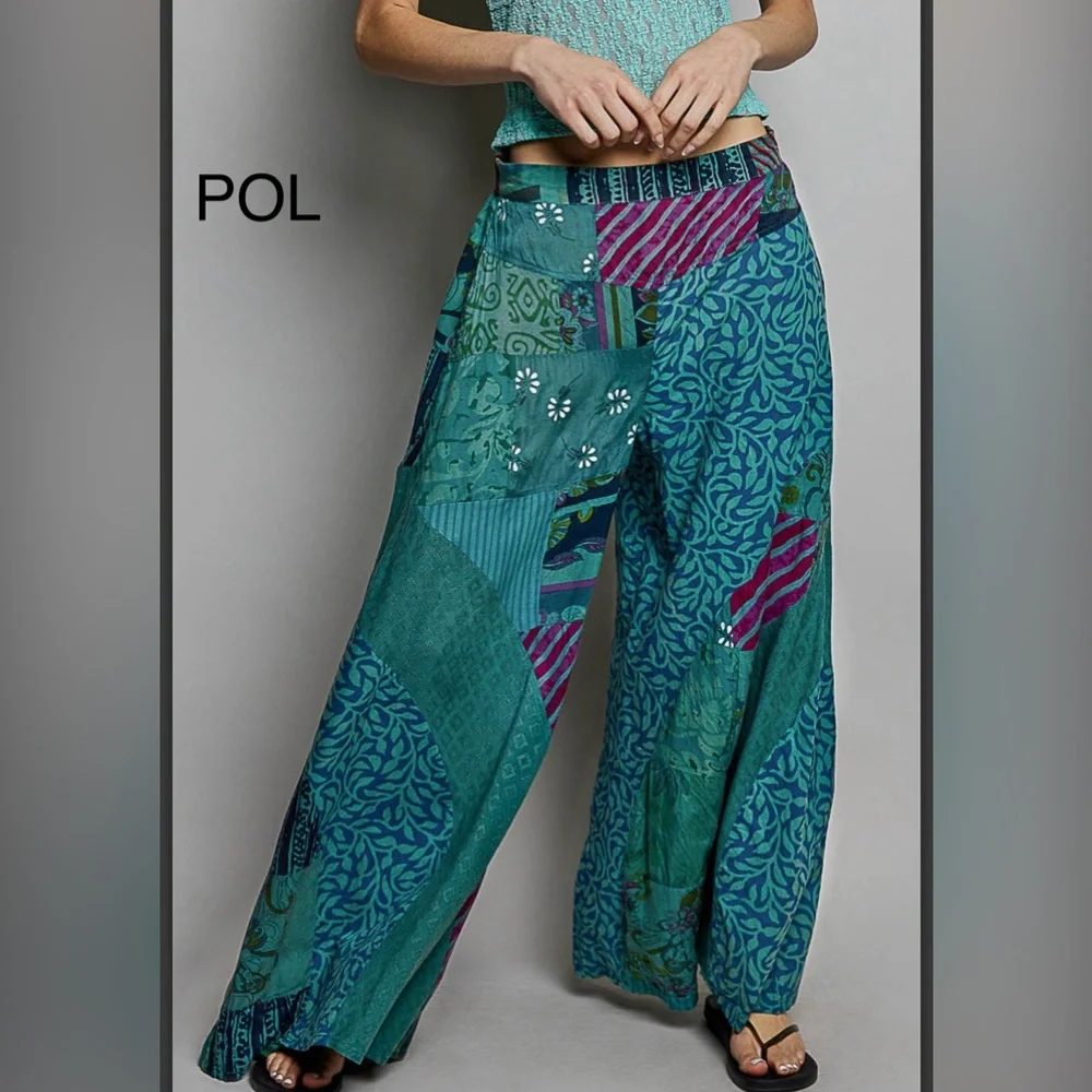 BPB224-1💙💜NEW! POL pretty Teal blue+ purple wide leg pants ideal 4 office/out! - Picture 2 of 8